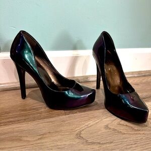 Jessica Simpson Parisah Oil Slick SUPER PATENT PLATFORM STILETTO HEELS